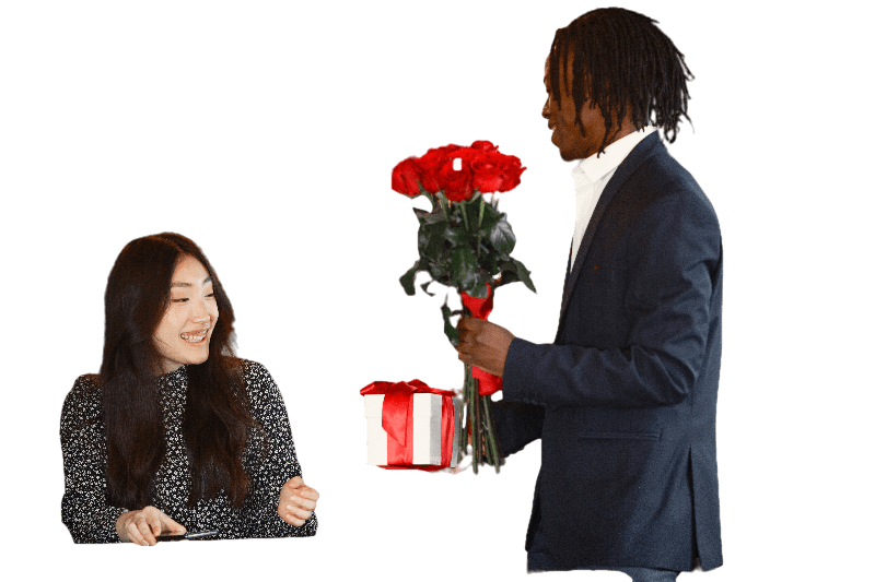 A couple exchanging Valentine Gifts