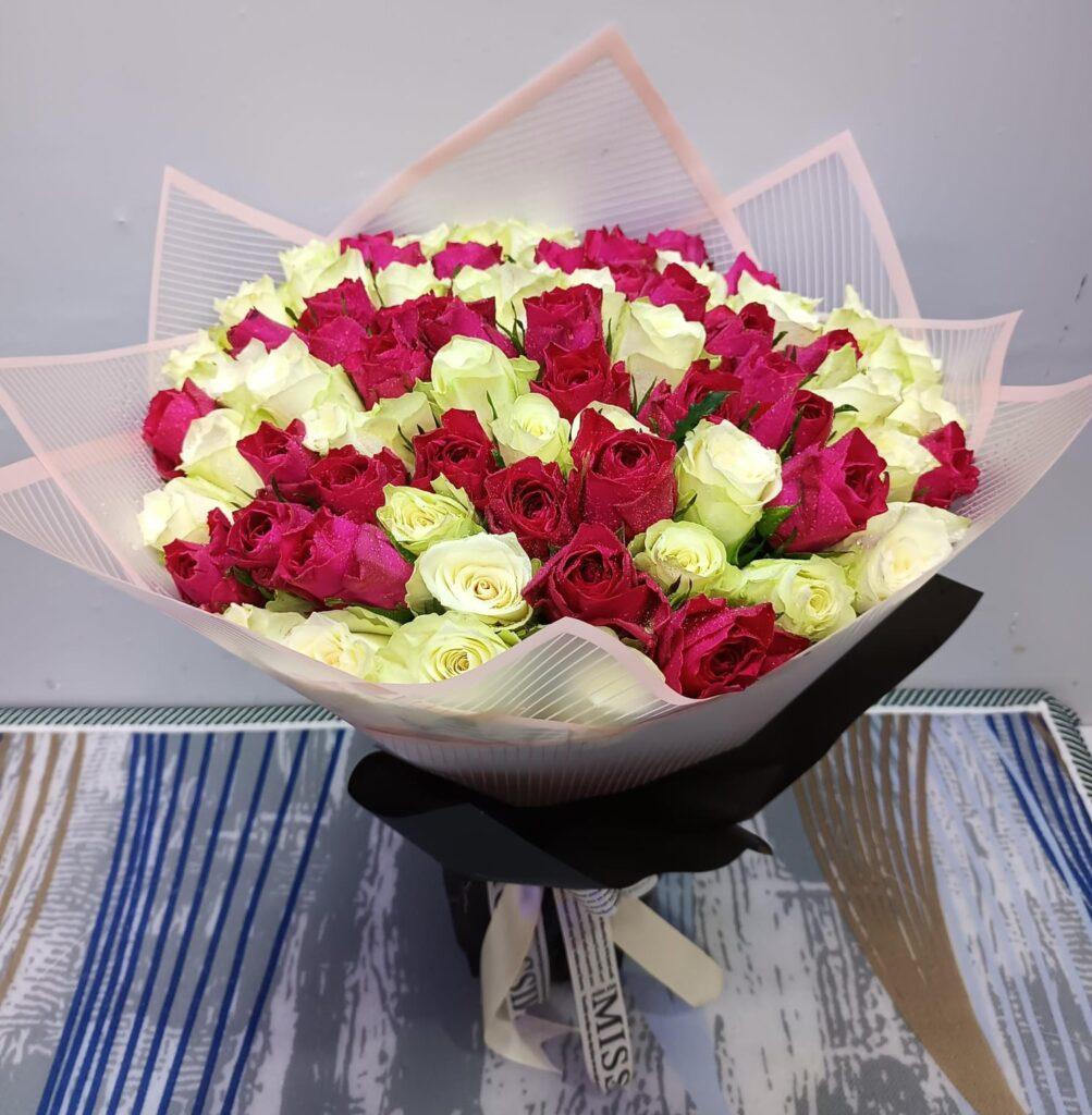 Bouquet of red and yellow roses