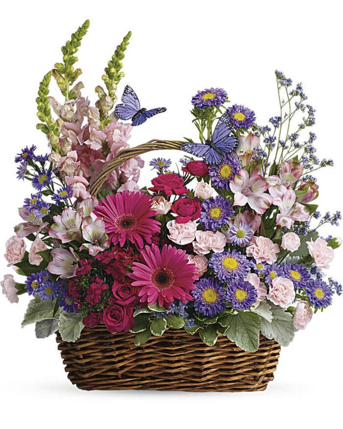 Pretty Blooms Basket Bouquet