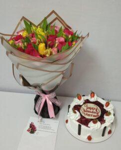 Bouquet of Flowers and Cake