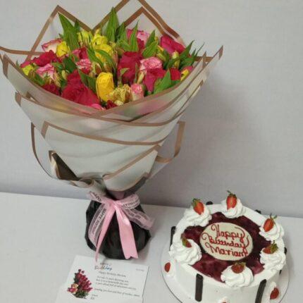 Bouquet of Flowers and Cake