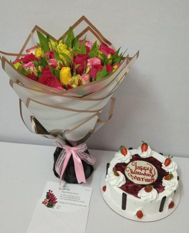Bouquet of Flowers and Cake