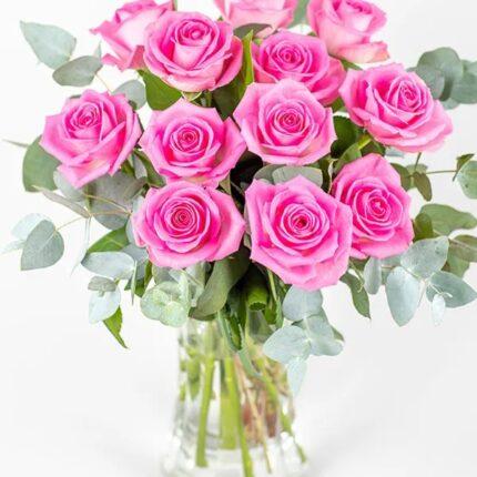 24 Pink Roses in a Vase