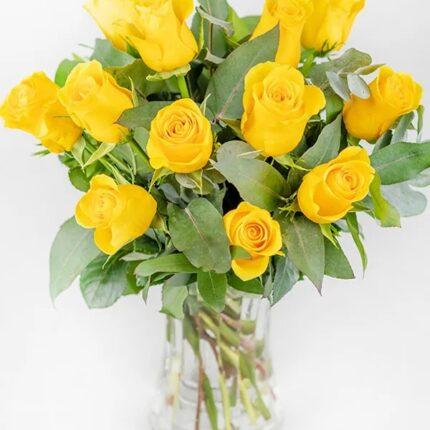 24 Yellow Roses in a Vase