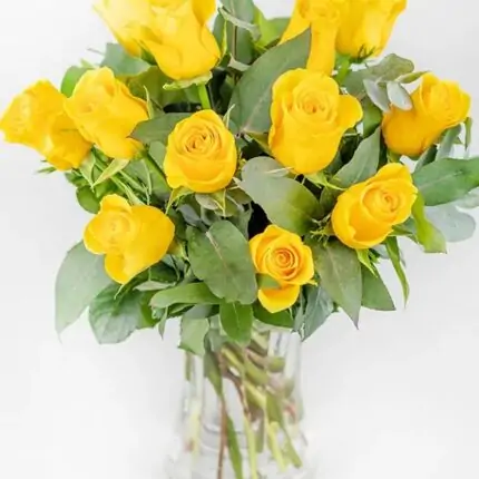 24 Yellow Roses in a Vase