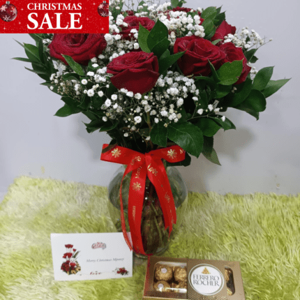 Elegant Christmas Roses Gift Set – Includes Ferrero Rocher