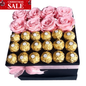 Elegant Ferrero Rocher & Pink Roses Gift Box