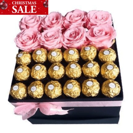 Elegant Ferrero Rocher & Pink Roses Gift Box