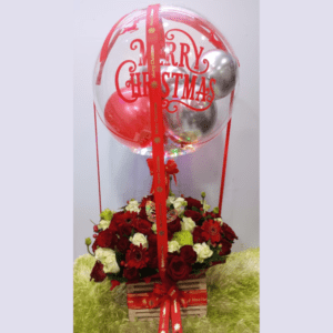 Festive Merry Christmas Floral Balloon Bouquet