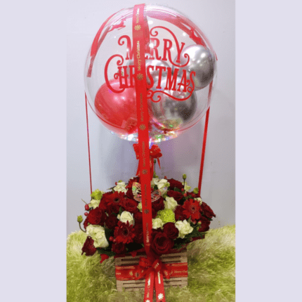 Festive Merry Christmas Floral Balloon Bouquet