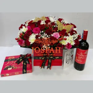 Valentines Day Hat Box Bouquet and Gifts