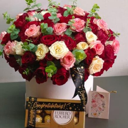 Luxury Rose Bouquet with Ferrero Rocher & Gift Card
