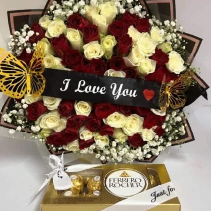 I Love You Mixed Bouquet and Chocolates