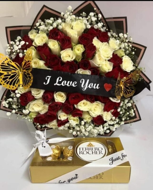 I Love You Mixed Bouquet and Chocolates