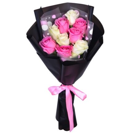 Pink and White Roses Bouquet